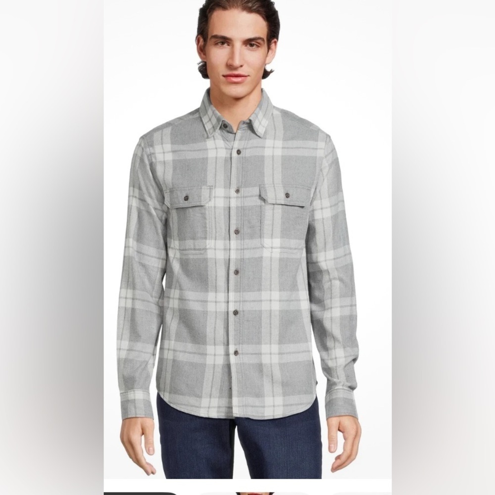 Gray Plaid Button-Up Shirt new   Men size medium